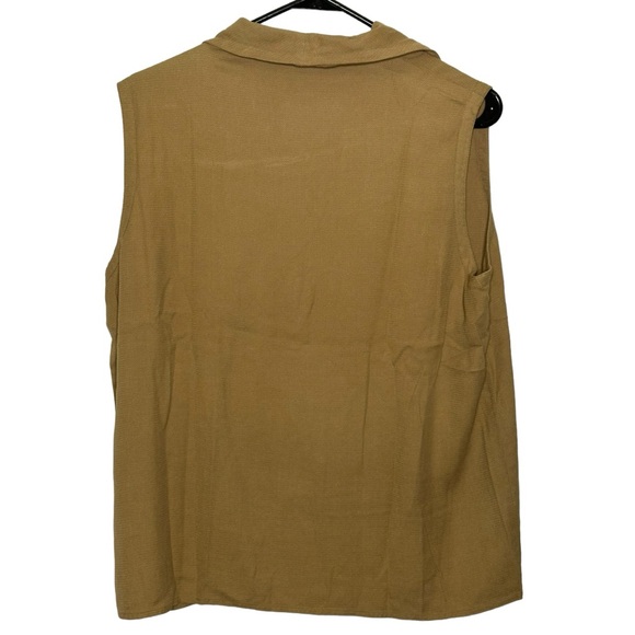 Figi Sport 100% Silk Buttoned Collared Sleeveless Top Brown Size large - Picture 2 of 5